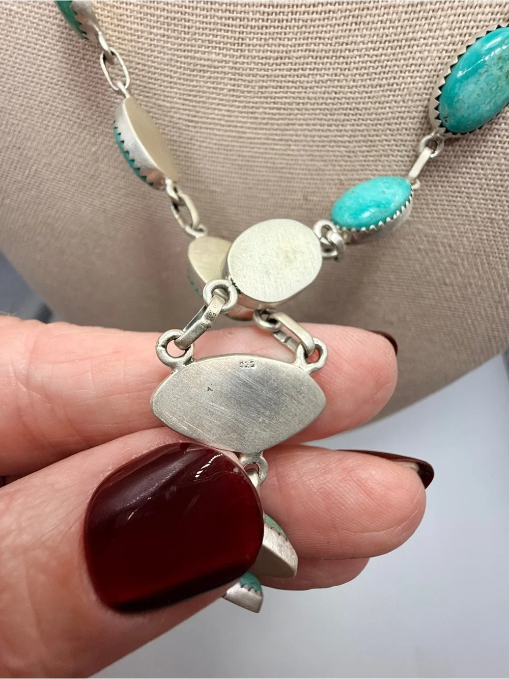 925 Sterling Silver Hachita Turquoise “Y” Necklace